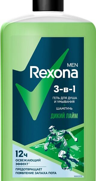 Гель для душа и умывания Rexona Men 3в1 Шампунь Дикий лайм 750мл