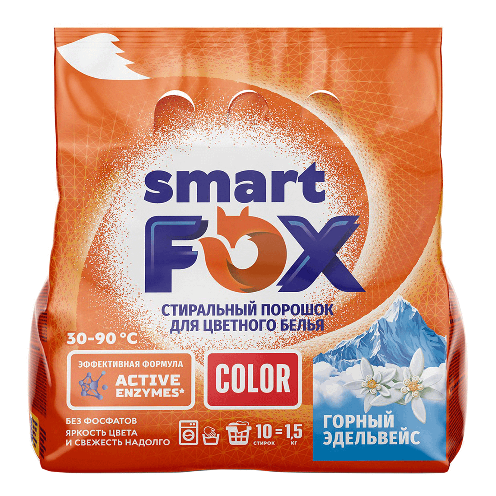 

Порошок для стирки Smart Fox Color Горный эдельвейс 1.5 кг