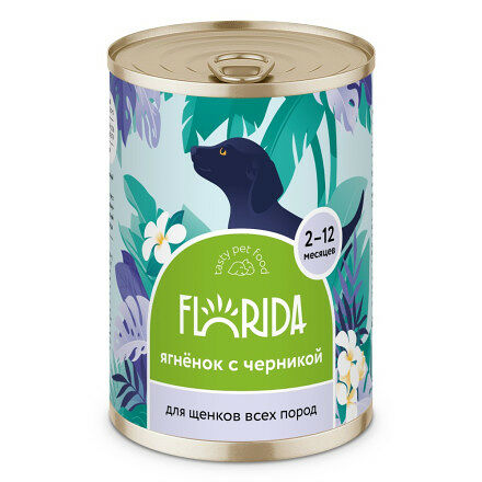 Консервы для щенков Florida Ягненок с черникой 400 г