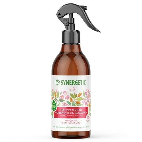 Освежитель воздуха Synergetic Миндаль и яблоневый цвет гипоаллерг 380мл