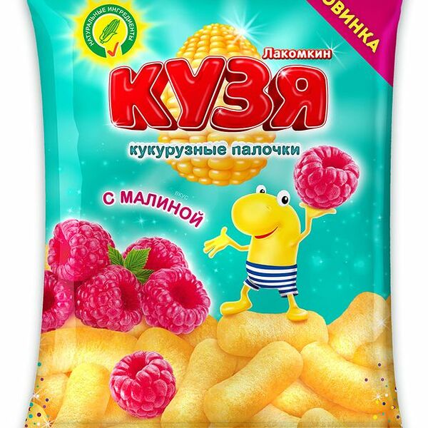 Кукурузные палочки Кузя Лакомкин со вкусом малины 100г