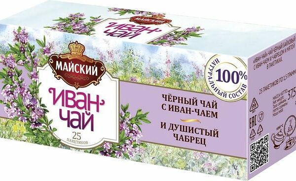 Чай чёрный Иван-чай Майский с чабрецом, 25х1.5 г