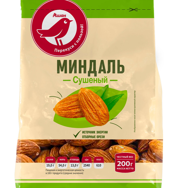 Миндаль АШАН Красная птица сушеный