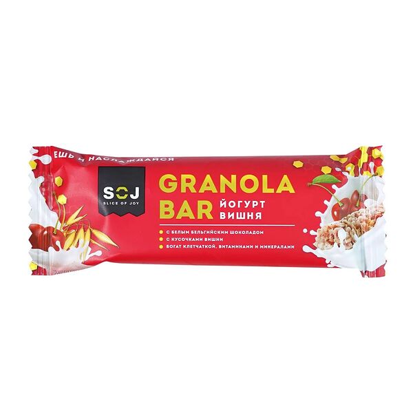 Батончик злаковый SOJ Granola bar со вкусом йогурта и вишни