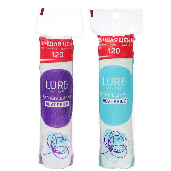 Ватные диски lure/aura 120 шт. дизайн в ассортименте