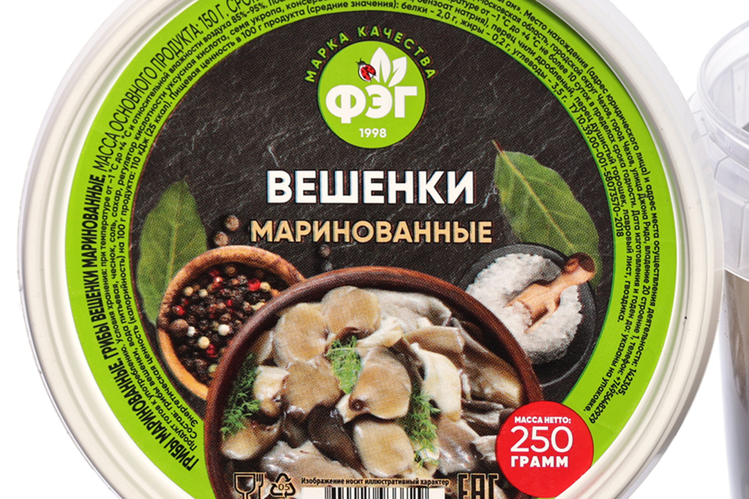 

Грибы ТМ ФЭГ Вешенки маринованные 250 г