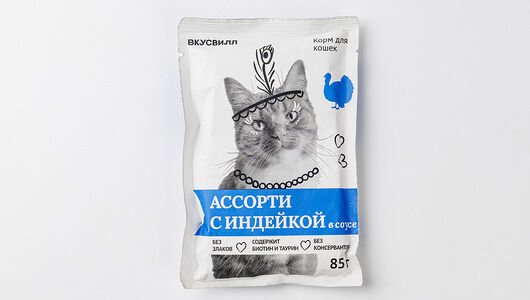 Корм для кошек Ассорти с индейкой в соусе