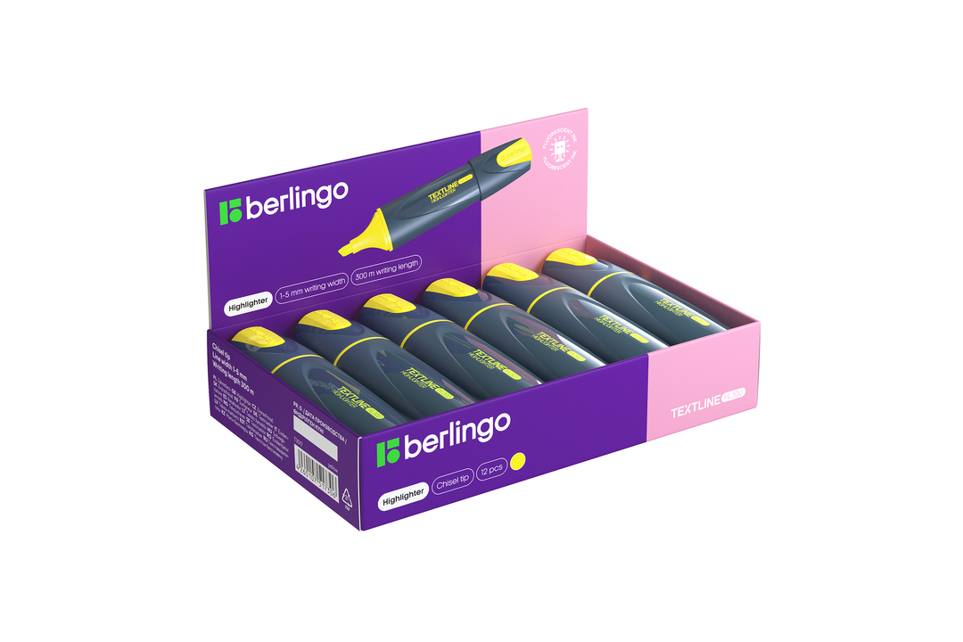 

Текстовыделитель Berlingo Textline Hl300 желтый толщина линии 1-5 мм 1шт, 19г
