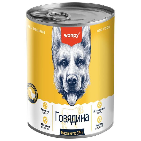 Консервы для собак Wanpy Dog из говядины, 375г