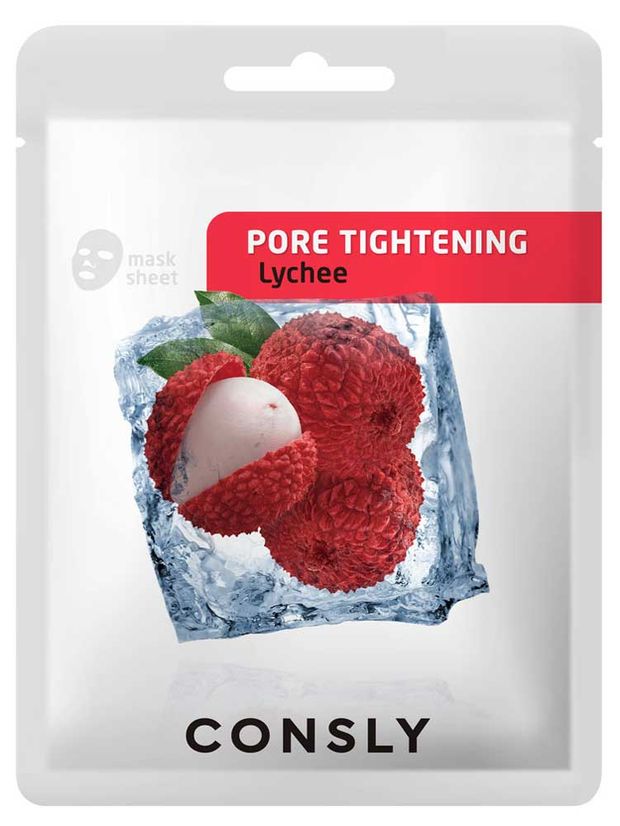 

Маска для лица тканевая сужающая поры Consly с экстрактом личи 20 мл