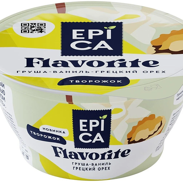 Десерт творожный Epica Flavorite Груша-ваниль-грецкий орех 8% 130 г