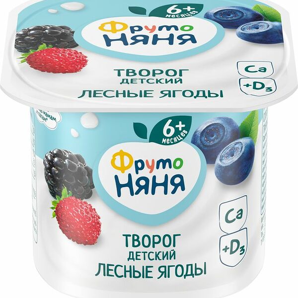 Творог ФрутоНяня с лесными ягодами обогащенный витамином D3 4.2% 100г