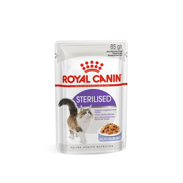 Royal Canin Sterilised пауч для кастрированных котов и стерилизованных кошек (кусочки в желе) Мясо, 85 г. упаковка 28 шт
