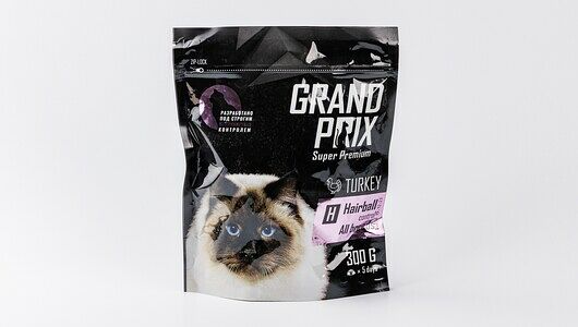 Корм сухой для кошек всех пород для выведения шерсти из желудка Индейка