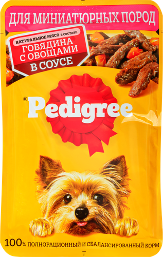 

Влажный корм Pedigree для мини собак говядина и овощи в соусе 85 г