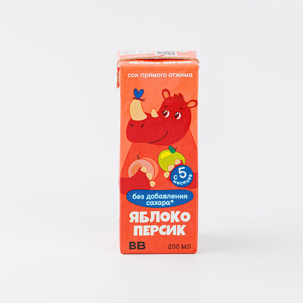 Сок детский яблоко-персик прямого отжима 200 мл