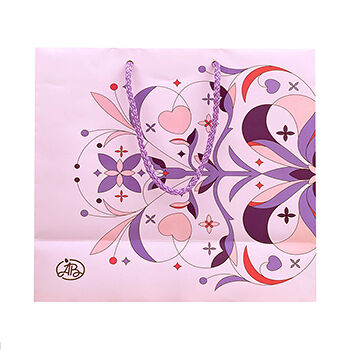 Пакет подарочный «Азбука вкуса» 30х30х14см, Пудровый с паттерном