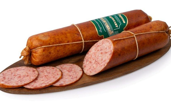 Колбаса ГОРИНО Сервелат Столичный из мяса птицы полукопченая Третий сорт 1кг