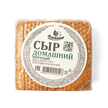 

Сыр копчёный Любони Домашний 45% копченый, 250 г