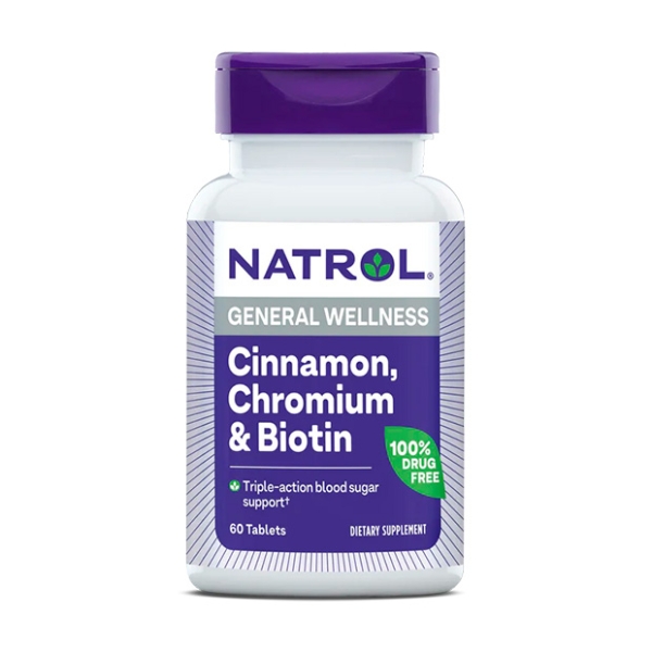 

Natrol Cinnamon, Chromium & Biotin таблетки 60 шт