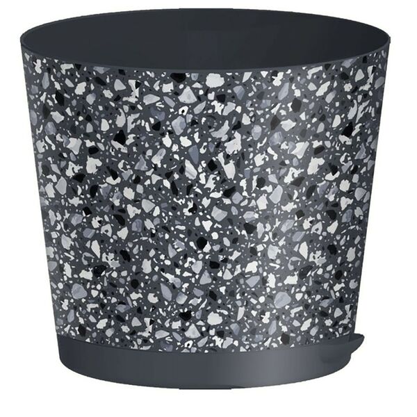 Горшок для цветов Stone Flower с прикорневым поливом, 10 см, 0.5 л, серый