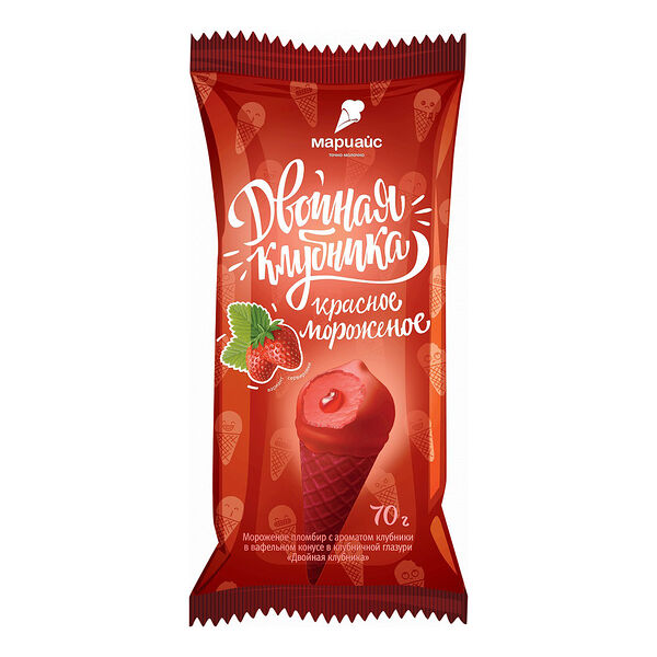 Мороженое МАРИАЙС  с ароматом и наполнителем клубника  15%