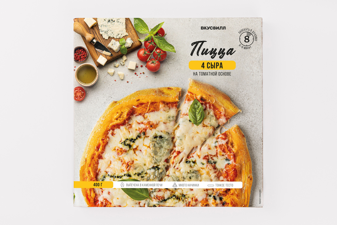 

Пицца ВкусВилл 4 сыра замороженная 400 г