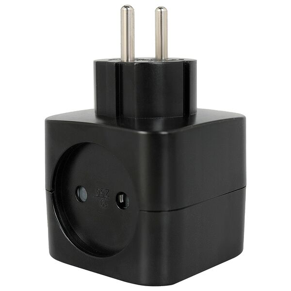 Разветвитель электрический ЭРА на 2 розетки + 2 USB, 2400 мА, 10 А, черный