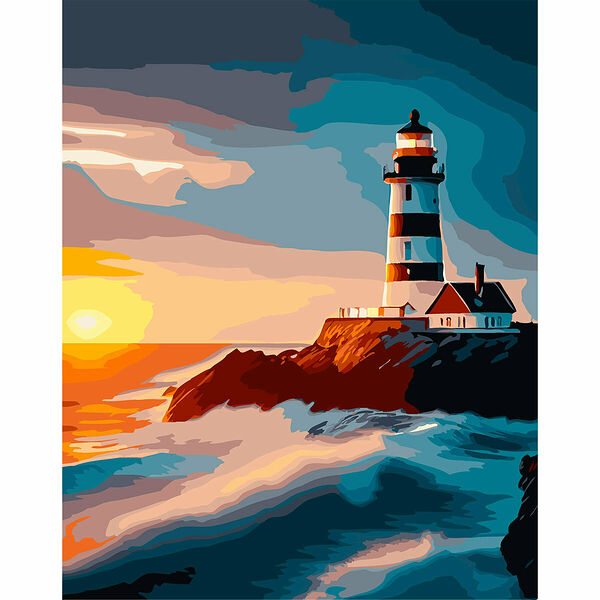 S048 - Набор для рисования по номерам 'Маяк на закате', 40*50см, Cristyle