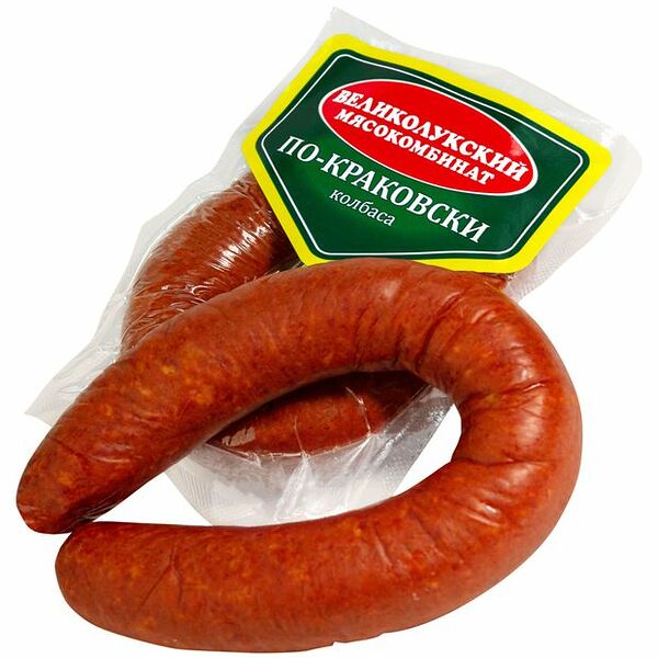 Колбаса полукопченая Великолукский мясокомбинат по-краковски 300г