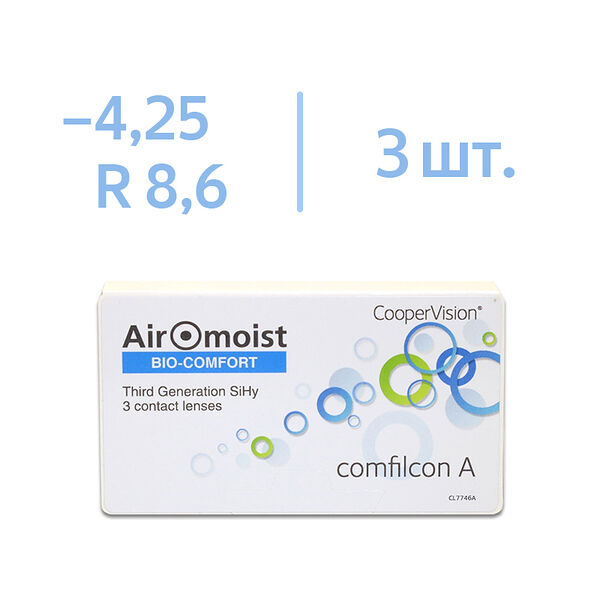 Линзы CooperVision Airomoist Bio-Comfort BC 8.6 SPH -4.25 3 шт