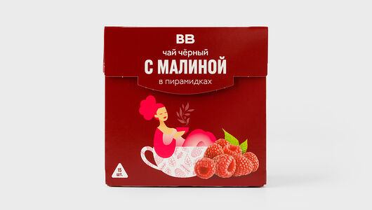 Чай черный с малиной ВкусВилл в пирамидках
