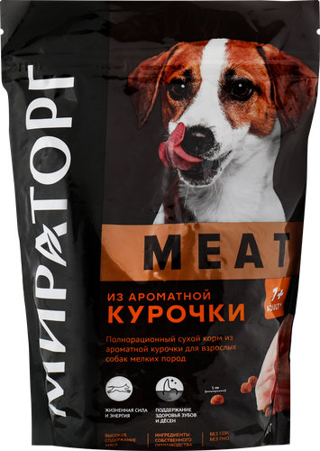 

Сухой корм для взрослых собак мелких пород Мираторг Winner Meat курица 500 г