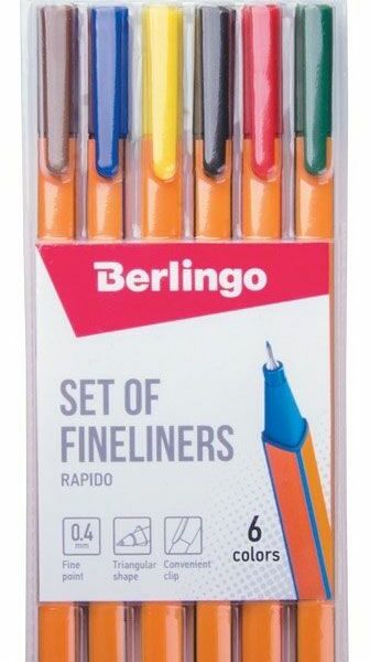 Набор ручек BERLINGO Капиллярных Rapido, 6 цветов 