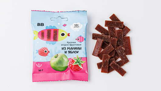 Кусочки ягодно-фруктовые из малины и яблок