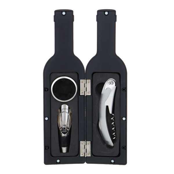 Набор подарочный для вина, 3 предмета, в чехле в форме бутылки, 23х6,5 см, пластик, металл, магнит