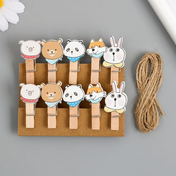 Прищепки декоративные  с веревкой для подвеса 