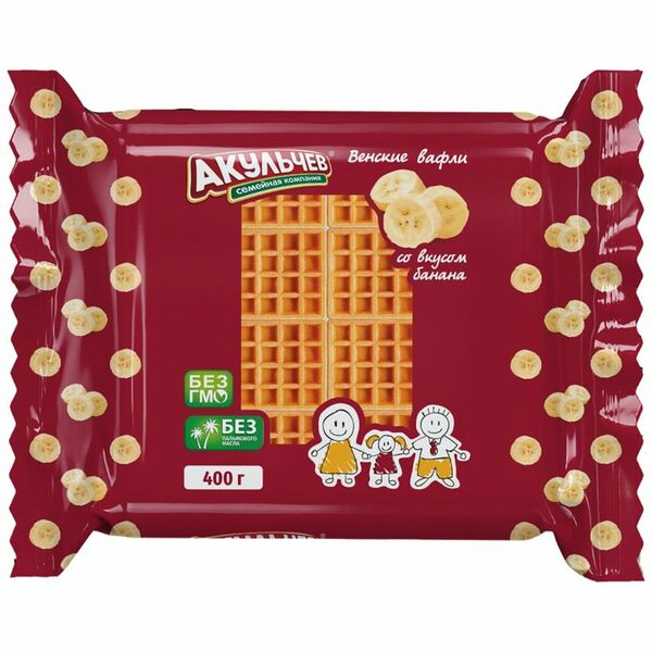 Вафли венские Акульчев Банан 400 г