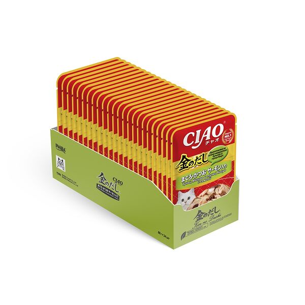 Корм для кошек INABA Киннодаси в желе Микс тунцов, семга пауч 60г (упаковка - 12 шт)