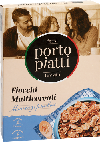 

Готовый завтрак PORTO PIATTI 4 злака, хлопья многозерновые, 375 г