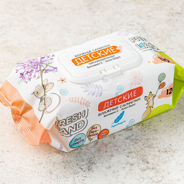 Салфетки влажные Fresh Land детские 120 шт.