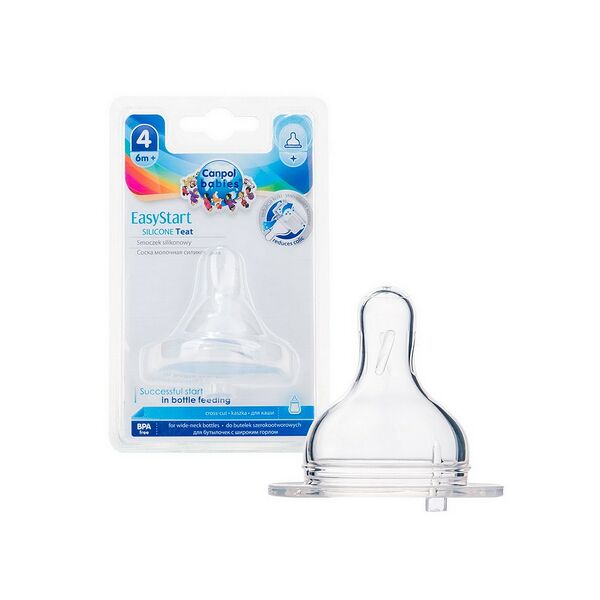 Соска силиконовая круглая для бутылочки с широким горлышком 6+ арт 21/723