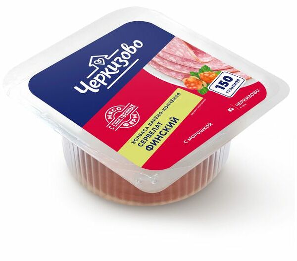 Колбаса сервелат Финский с морошкой Черкизово варено-копченый нарезка, 150 г