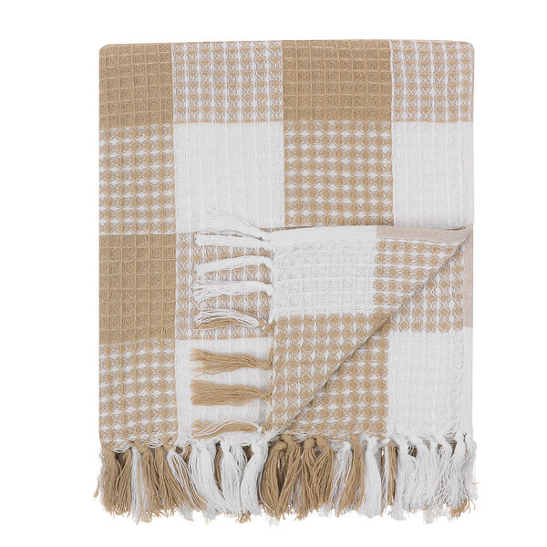 Provance basic плед хлопок, 180х200см, клетка, бежевый