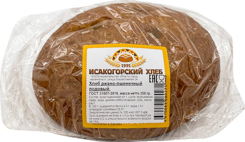 

Хлеб Исакогорский хлеб ржано-пшеничный подовый 250 г