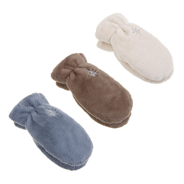 Galante рукавицы женские из эко меха на веревке с вышивкой, р. 18-20, 3 цвета