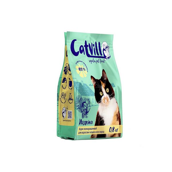 Корм для кошек СаtVill Adult с индейкой 800г