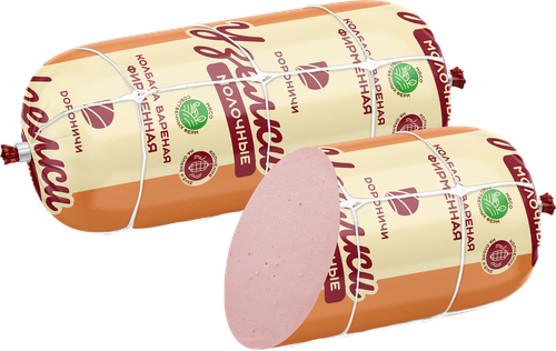 

Колбаса вареная Дороничи Молочные Узелки Фирменная 500 г