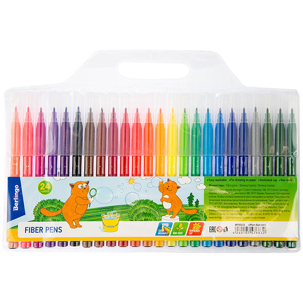 Фломастеры Berlingo Жил-был кот, 24 цвета, смываемые