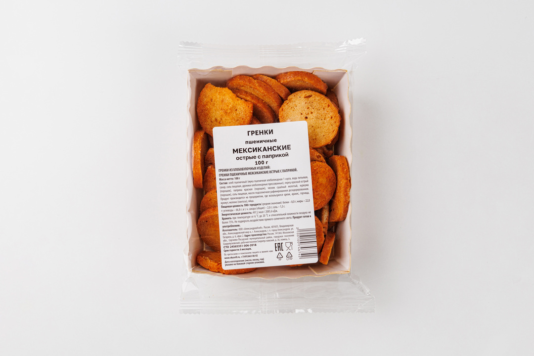 

Гренки "Мексиканские" острые, с паприкой 100 г